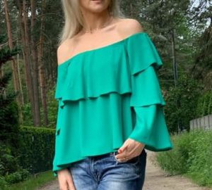 Bluzka hiszpanka szmaragdowa. La Viva_by rentex