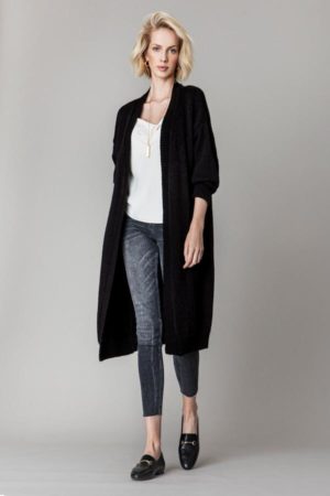 Długi kardigan z mohairem Janbor kolor czarny.