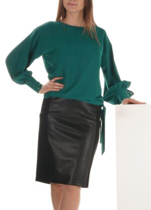 Bluzka z szarfą w kolorze szmaragdowej zieleni