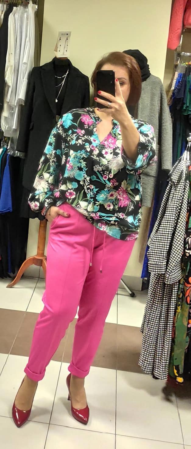 Spodnie Toba jasny amarant (Kaskada) - obrazek 2