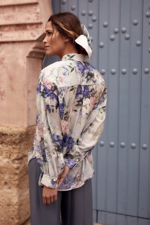 Wiskozowa koszula w kwiaty Bronte niebieska TOVA - obrazek 3