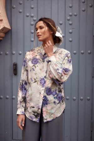 Wiskozowa koszula w kwiaty Bronte niebieska TOVA