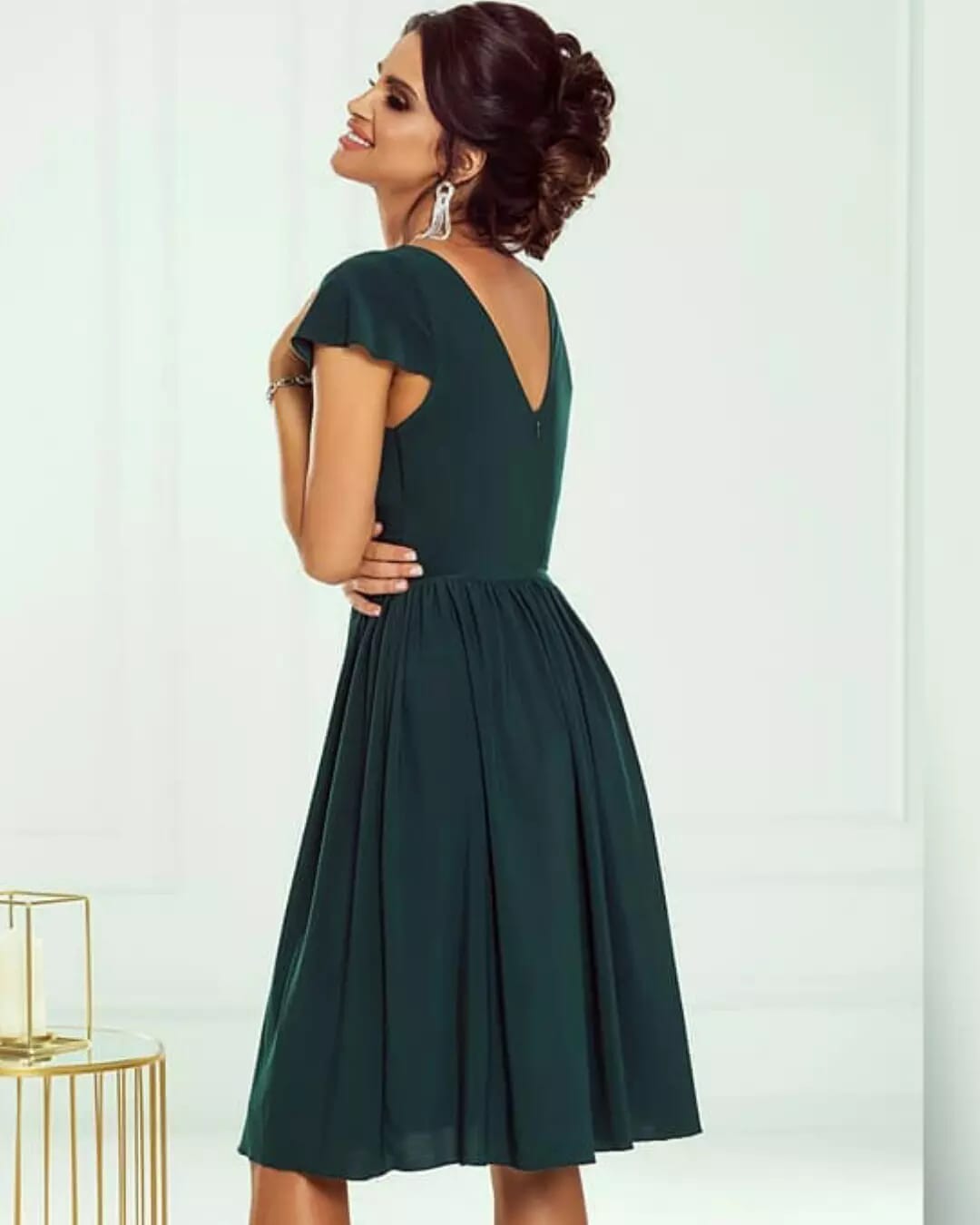 Sukienka NINA butelkowa zieleń mat Warsaw Dress - obrazek 3