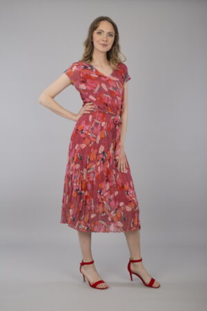 Szyfonowa sukienka z kreszowanym dołem MOLLY w ocieniach różu