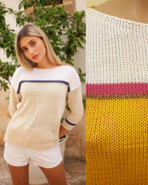 Bluzka „sznurkowa” 8086 AL-BO pomarańcz/biel