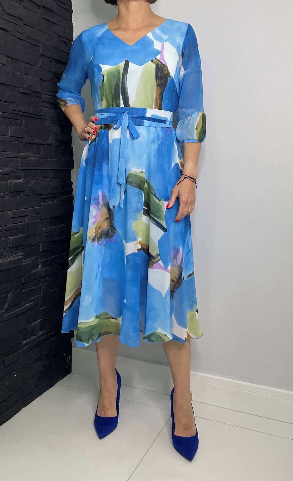 Sukienka Texa Błękit Midori Feminine Fashion - obrazek 2