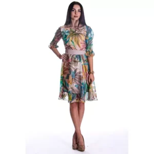 szyfonowa sukienka z krótkimi rękawkami Midori feminine fashion