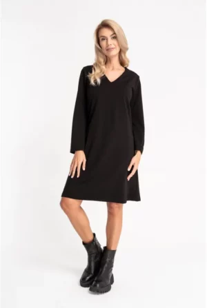 Czarna sukienka z rozkloszowanymi rękawami - NIKA Cotton Club kod prod: 234/609/980