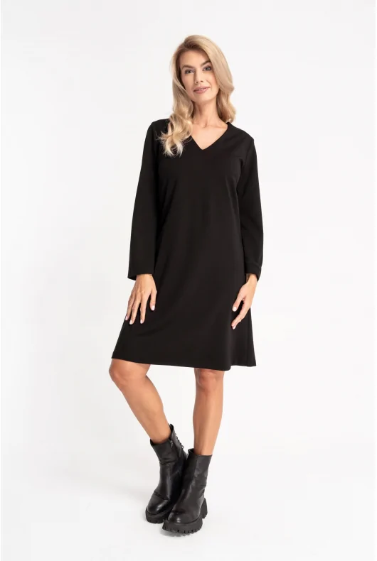 Czarna sukienka z rozkloszowanymi rękawami - NIKA Cotton Club kod prod: 234/609/980
