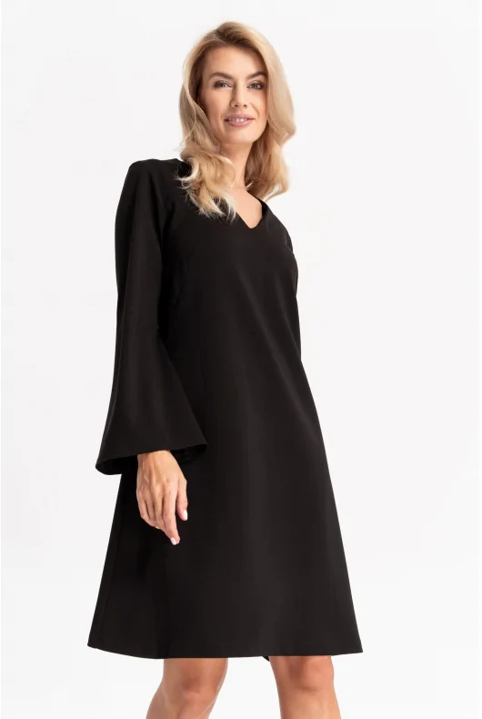 Czarna sukienka z rozkloszowanymi rękawami - NIKA Cotton Club kod prod: 234/609/980 - obrazek 4