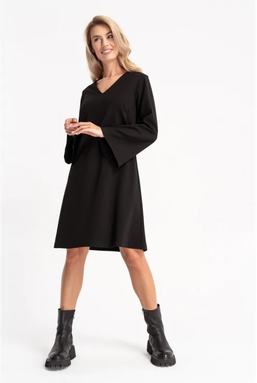 Czarna sukienka z rozkloszowanymi rękawami - NIKA Cotton Club kod prod: 234/609/980 - obrazek 5