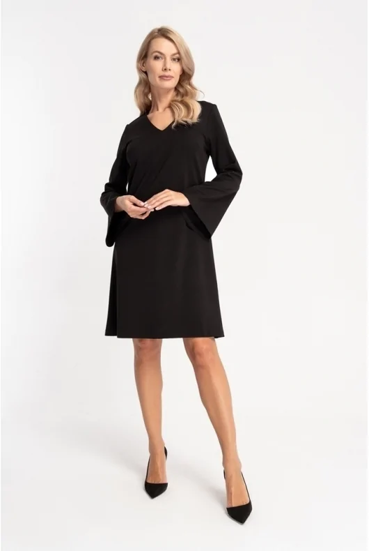 Czarna sukienka z rozkloszowanymi rękawami - NIKA Cotton Club kod prod: 234/609/980 - obrazek 3