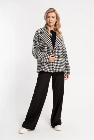 Krótka kurtka w biało-czarną pepitkę - JULAZ - Cotton Club