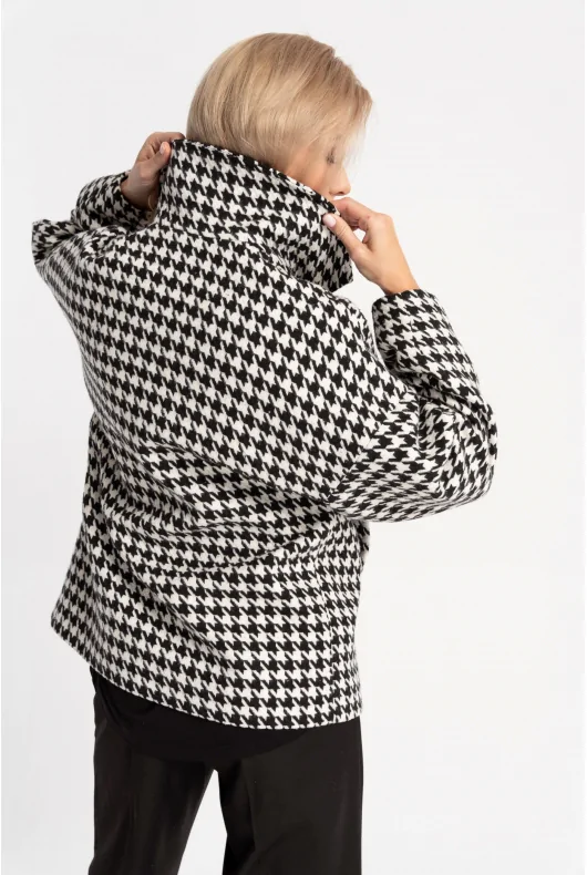 Krótka kurtka w biało-czarną pepitkę - JULAZ - Cotton Club - obrazek 5