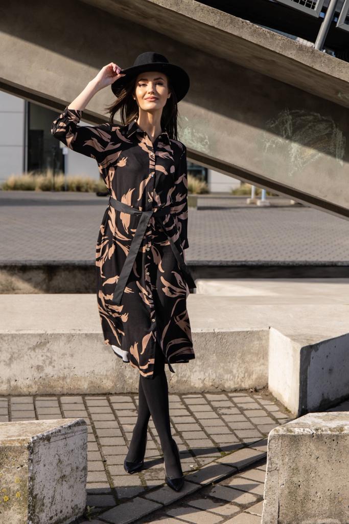 Sukienka Miki płomienie czarno-brązowa Midori Feminine Fashion - obrazek 2