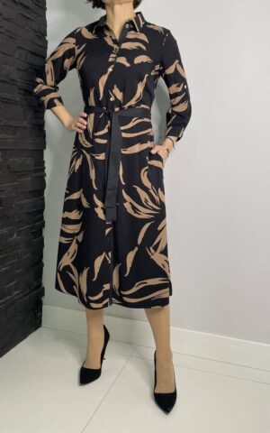 Sukienka Miki płomienie czarno-brązowa Midori Feminine Fashion