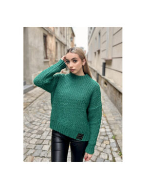 Sweter z wełną AL-BO 8244 TURKUSOWY