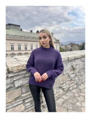 Sweter z wełną AL-BO 8244 Fioletowy