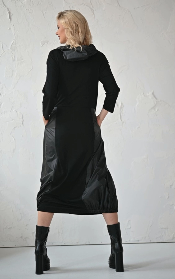 Czarna długa sukienka Taurus Kaskada Fashion - obrazek 8