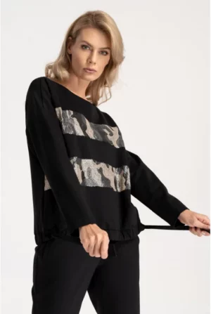 Czarna bluza z cekinami -NATA (236/160/988) Cotton Club