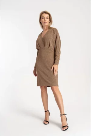 Złota sukienka midi - ENAL Cotton Club (236/603/140 )