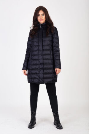 Płaszcz puchowy ELLEN granatowy z obszyciem Modena Styl
