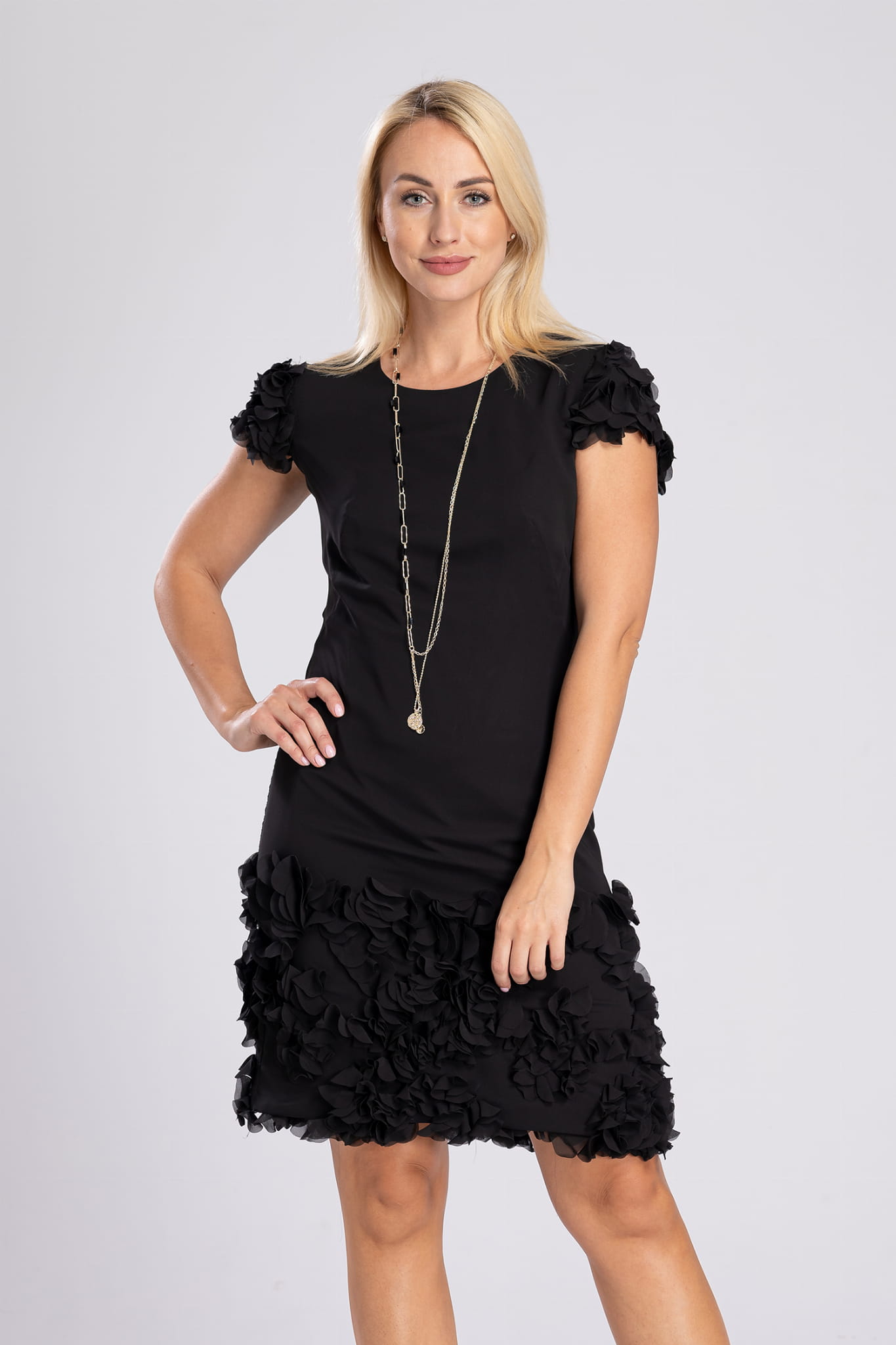 Czarna Sukienka Flower Semper - obrazek 2