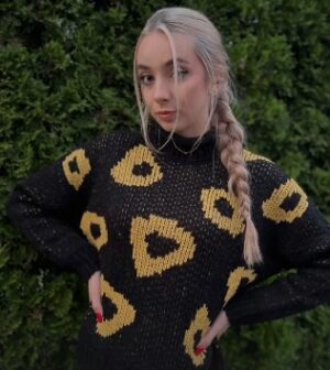 SWETER 8138 czarno-żółty z wełną AL-BO (IMMAGINE COLLECTION)