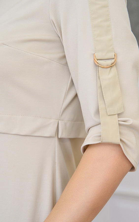 BEŻOWA DZIANINOWA SUKIENKA LIVIA KASKADA FASHION. - obrazek 3