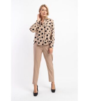 Bluzka Julija Dots beżowa w czarne grochy Click
