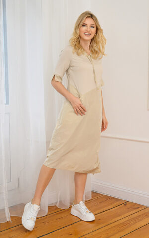 Beżowa Sukienka Soraya Kaskada fashion