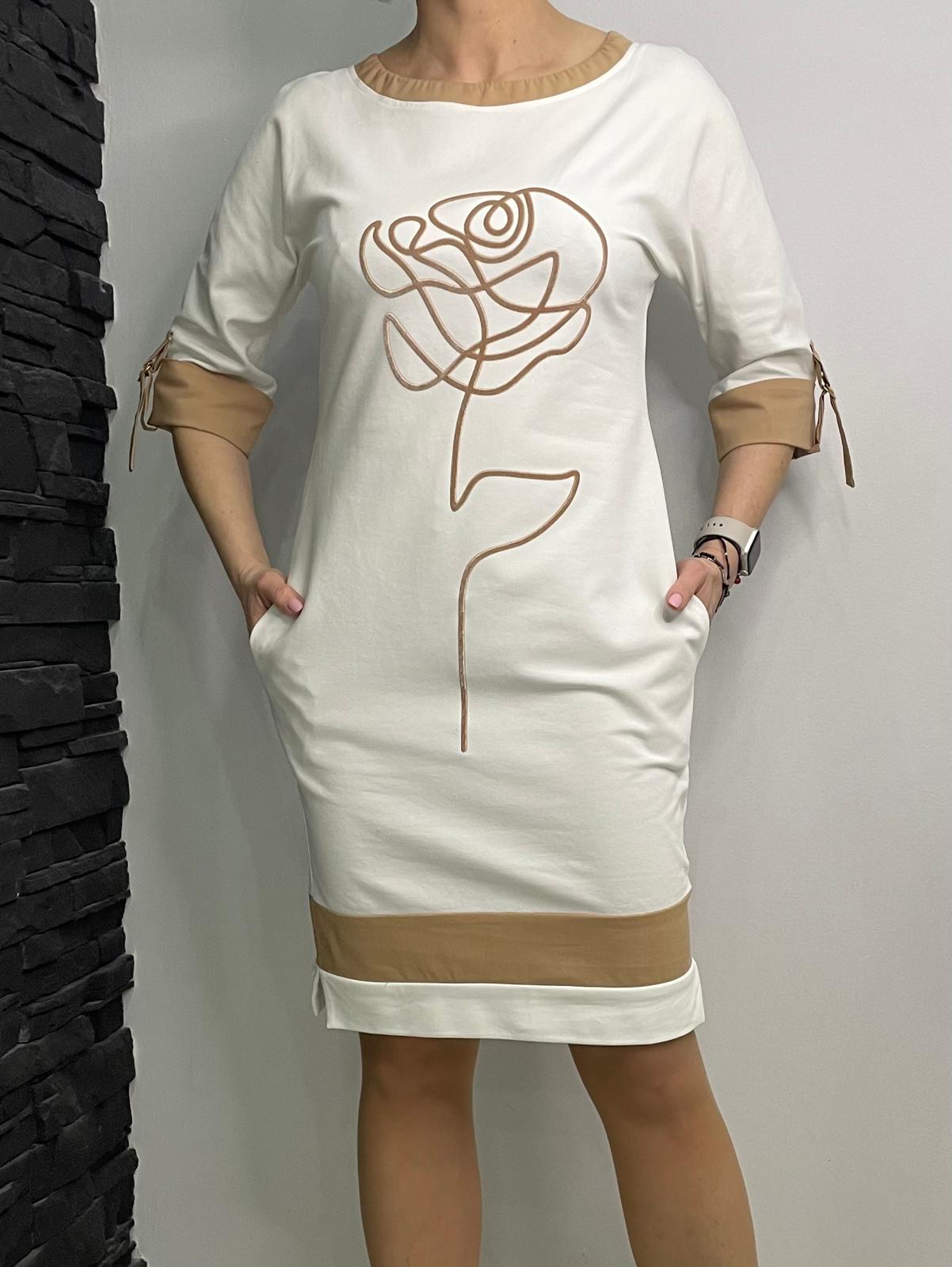 Sukienka Rozalia Ecru Midori Feminine Fashion - obrazek 2