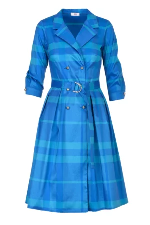 Sukienka Matylda Krata Niebieska Midori Feminine fashion