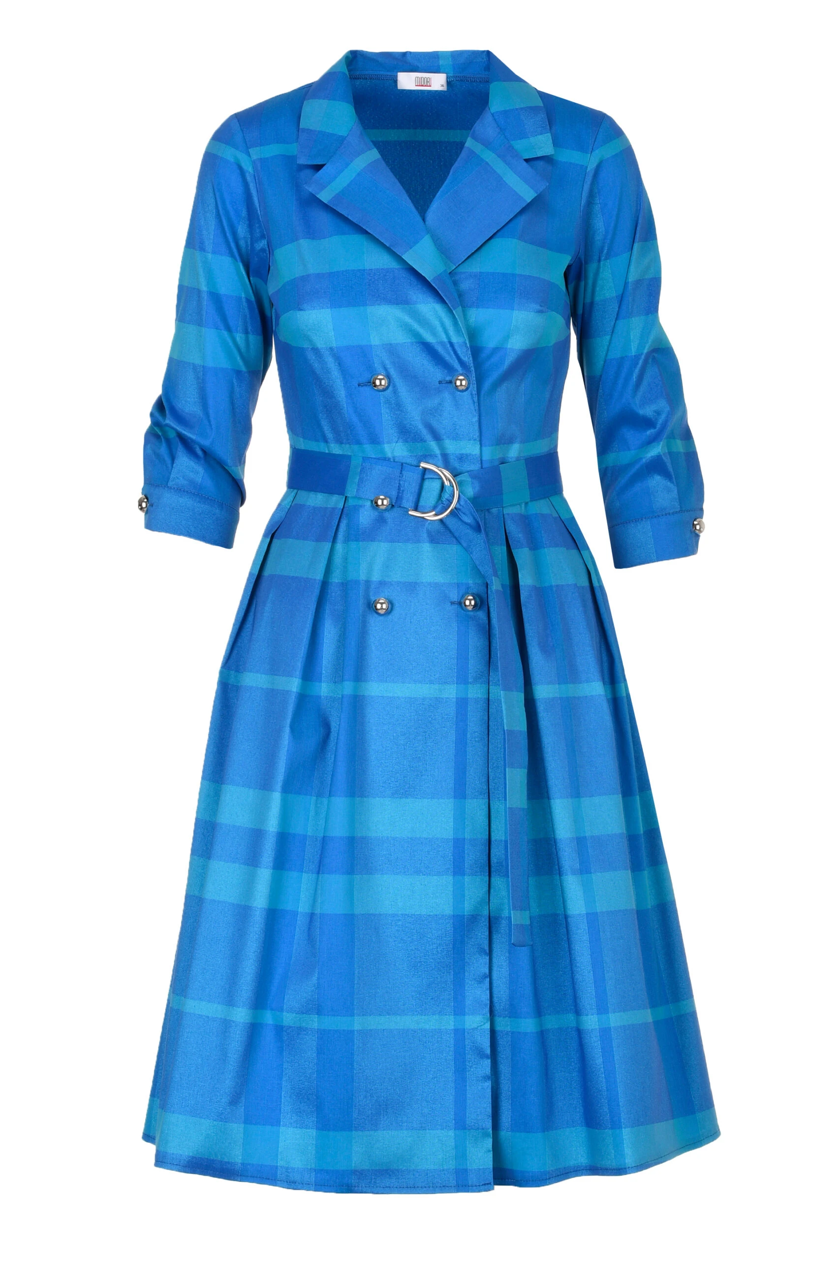 Sukienka Matylda Krata Niebieska Midori Feminine fashion