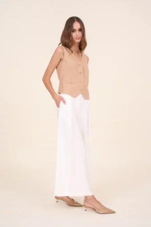 Ecru spodnie wide leg - VERAL 242/442/120 Cotton Club
