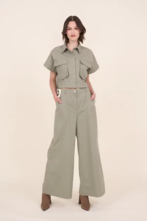 Szerokie spodnie w kolorze khaki - SAMBA 242/443/200 Cotton Club