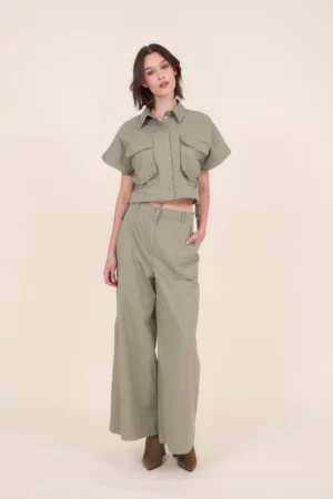 Krótka kamizelka w kolorze khaki - SAMBA 242/412/200 Cotton Club