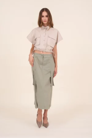 Spódnica MIDI w kolorze khaki - SAMBA Cotton Club