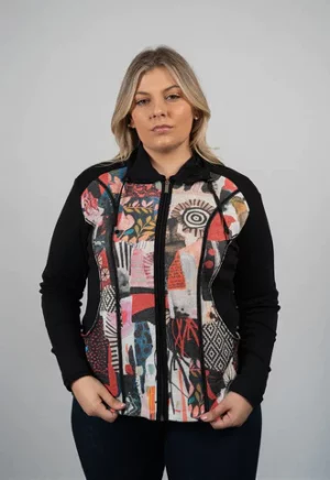 Rozpinana czarna bluza z kolorowym przodem 50 123 Bagoraz