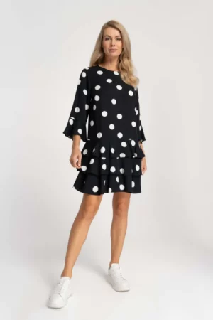 DARIA - sukienka MINI w retro grochy czarna Cotton Club