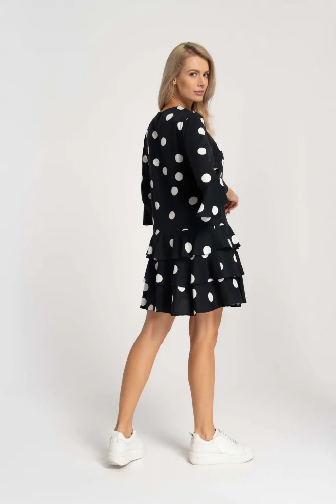 DARIA - sukienka MINI w retro grochy czarna Cotton Club - obrazek 4