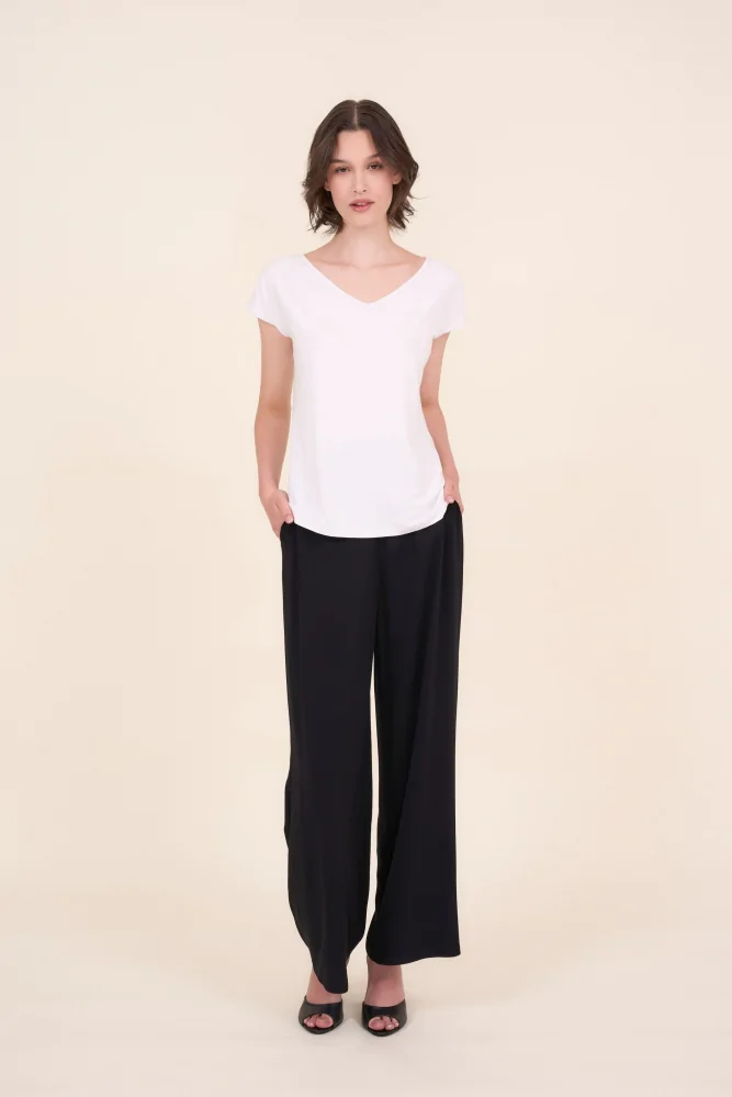 Luźne czarne wiskozowe spodnie - RUMBA 242/444/980 Cotton Club