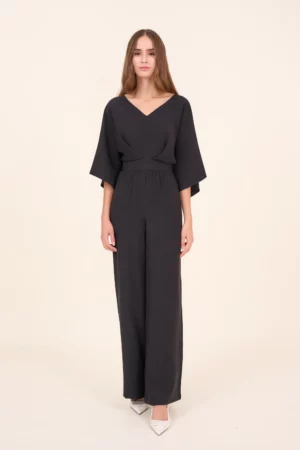 Czarny kombinezon z rękawami do łokcia - ALIANZ 242/457/980 Cotton Club