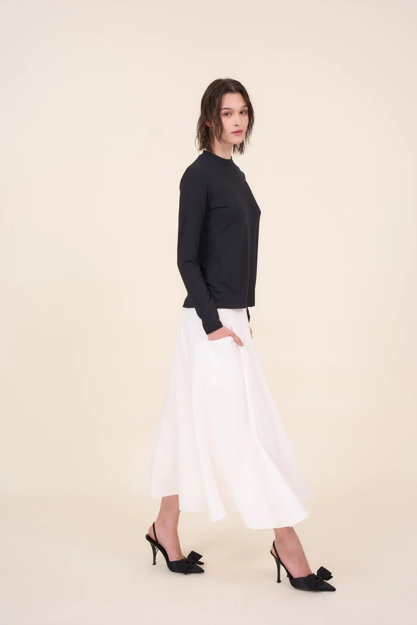 Rozkloszowana spódnica z kieszeniami - POLA Cotton Club - obrazek 2