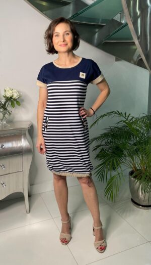 Sukienka Kelly granatowa Paski Midori Feminine Fashion