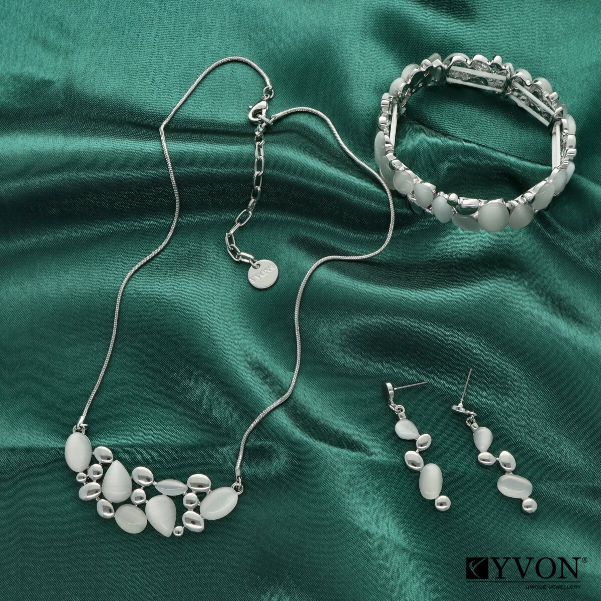 Bransoletka z kwarcem kocie oko perłowa Yvon - obrazek 3