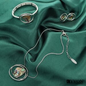 Komplet biżuterii z muszli naturalnej Abalone w kolorze srebrnym Yvon