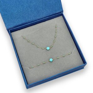 Zestaw ze stali szlachetnej z turkusami synt. YVON