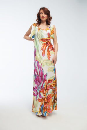 Wiskozowa sukienka ze skosu VIVIANA biała Modena Styl