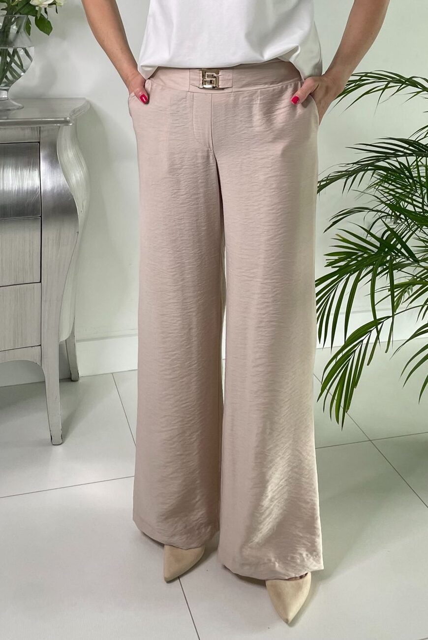 Beżowe, wiskozowe spodnie Midori feminine fashion